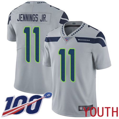 Seattle Seahawks Limited Grey Youth Gary Jennings Jr. Alternate Jersey NFL Football 11 100th Season Vapor Untouchable